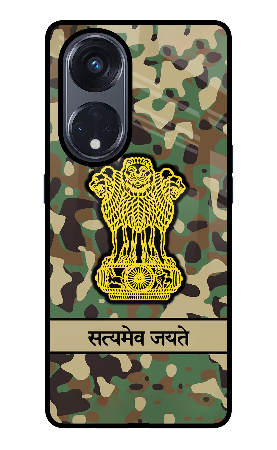 Satyamev Jayate Army Oppo Reno8 T 5G Glass Case Back Cover by Casekaro