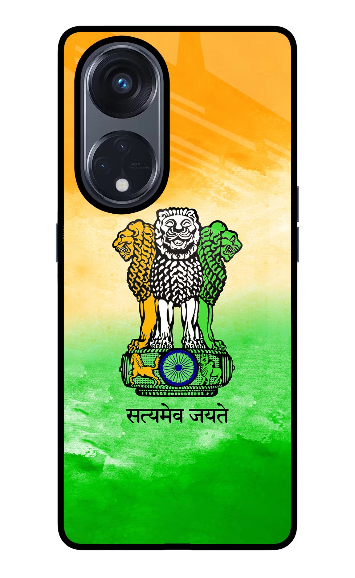 Satyamev Jayate Flag Oppo Reno8 T 5G Glass Case Back Cover by Casekaro