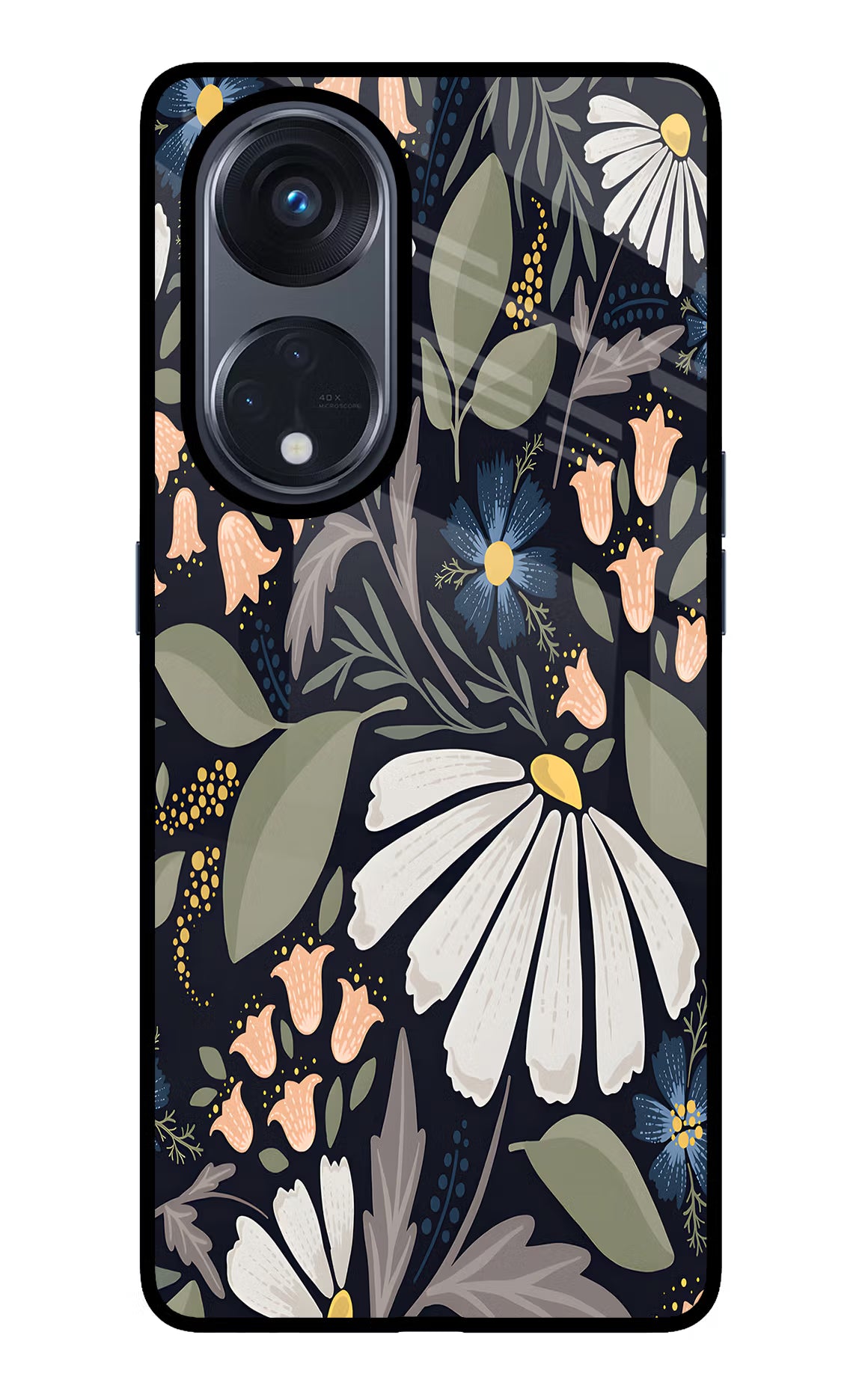 Flowers Art Oppo Reno8 T 5G Glass Case Back Cover by Casekaro