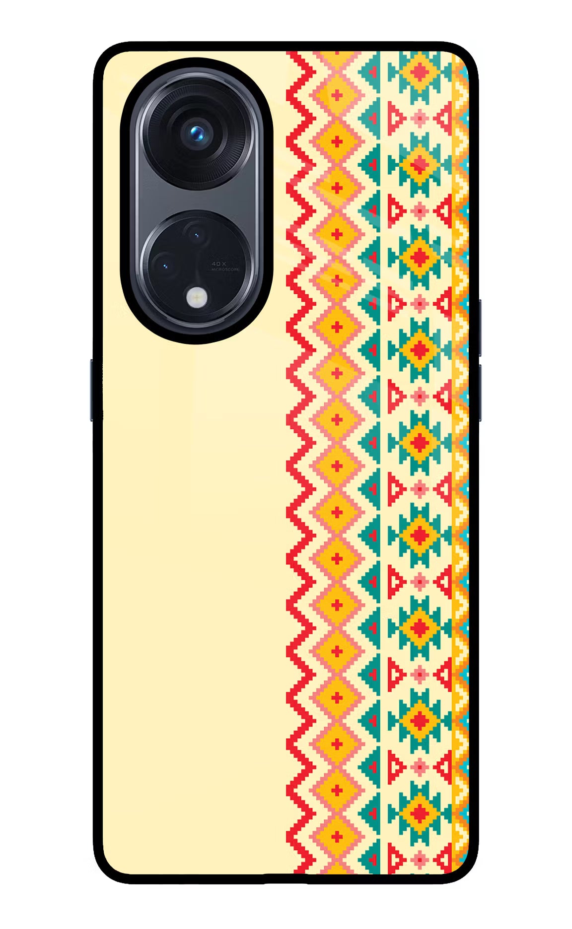 Ethnic Seamless Oppo Reno8 T 5G Glass Case Back Cover by Casekaro