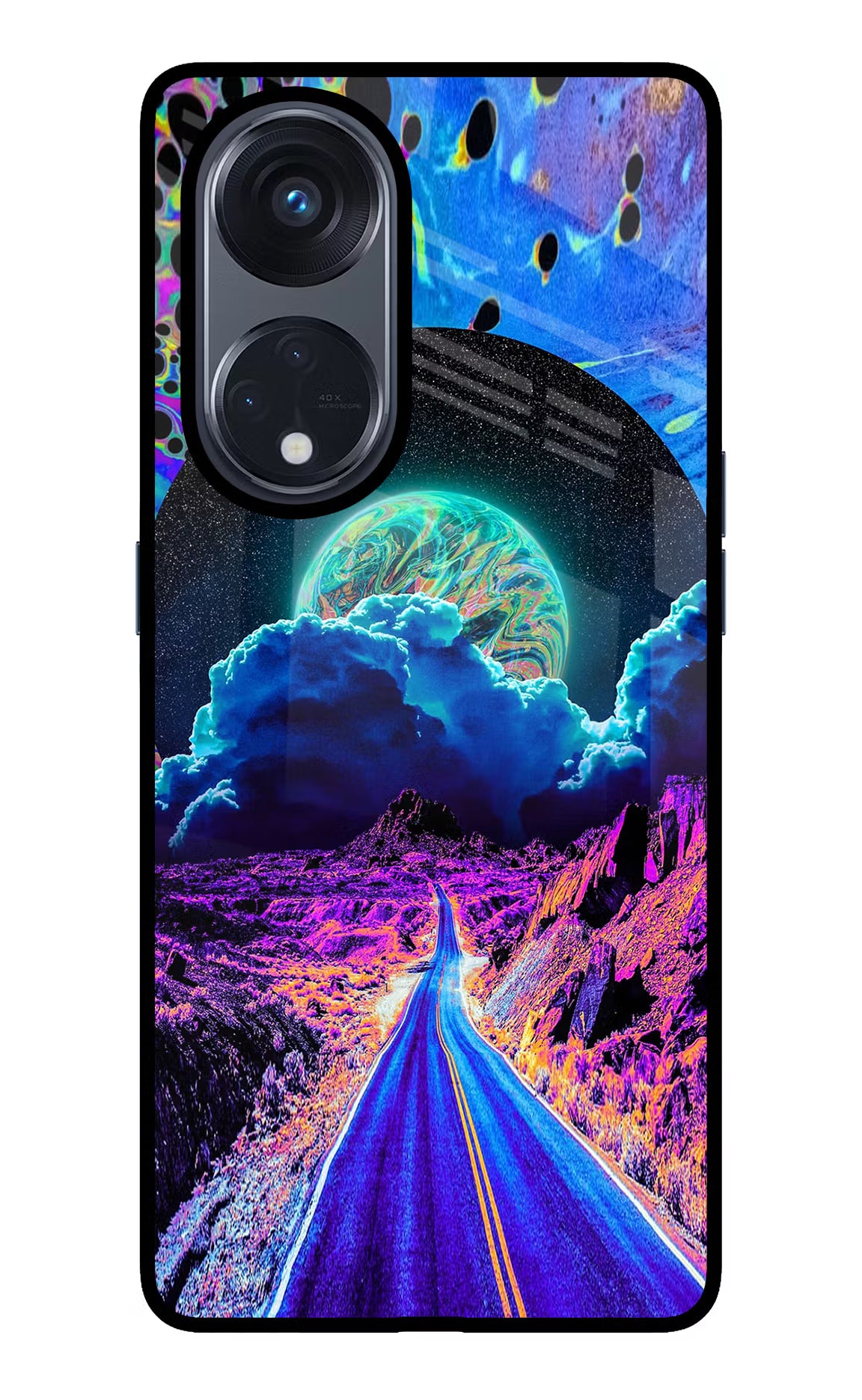 Psychedelic Painting Oppo Reno8 T 5G Glass Case Back Cover by Casekaro