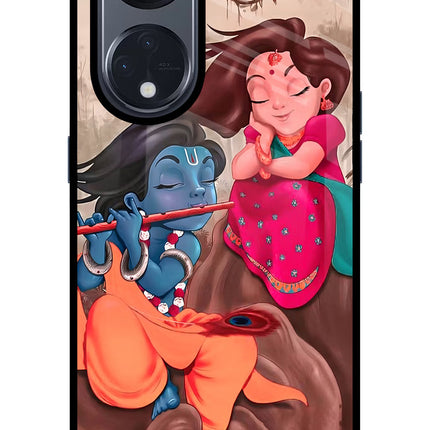 Radhe Krishna Oppo Reno8 T 5G Glass Case Back Cover by Casekaro