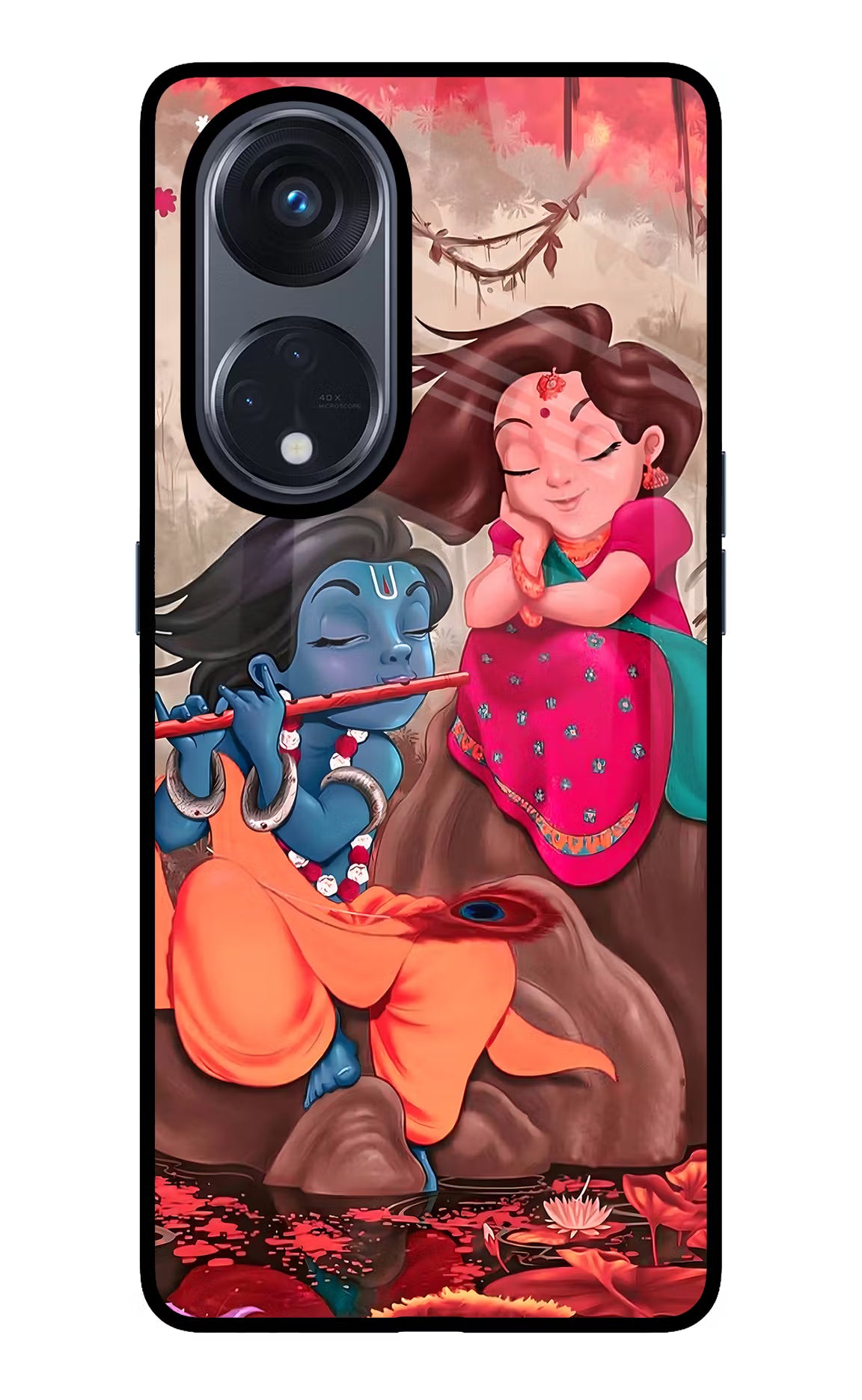 Radhe Krishna Oppo Reno8 T 5G Glass Case Back Cover by Casekaro