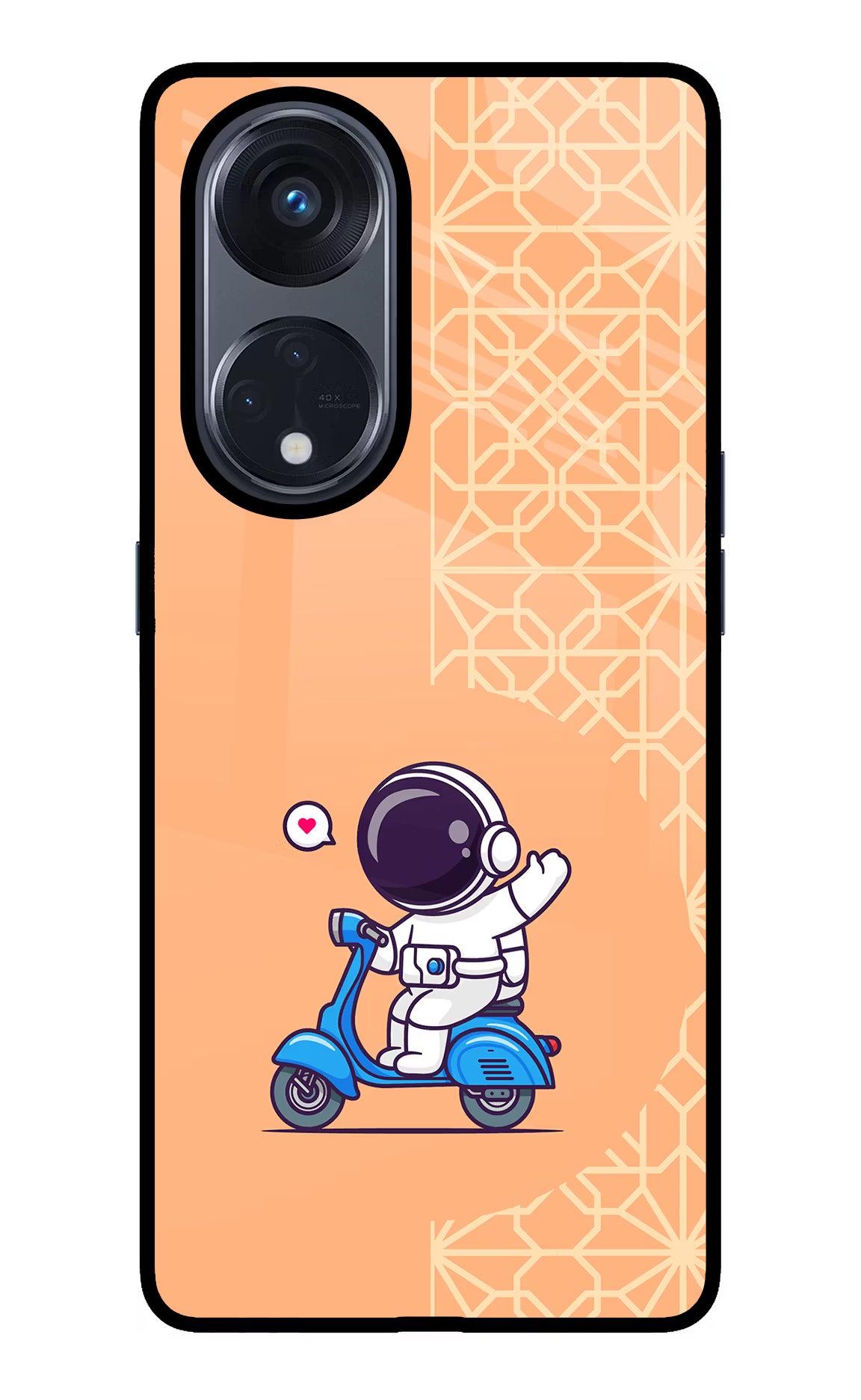 Cute Astronaut Riding Oppo Reno8 T 5G Glass Case Back Cover by Casekaro