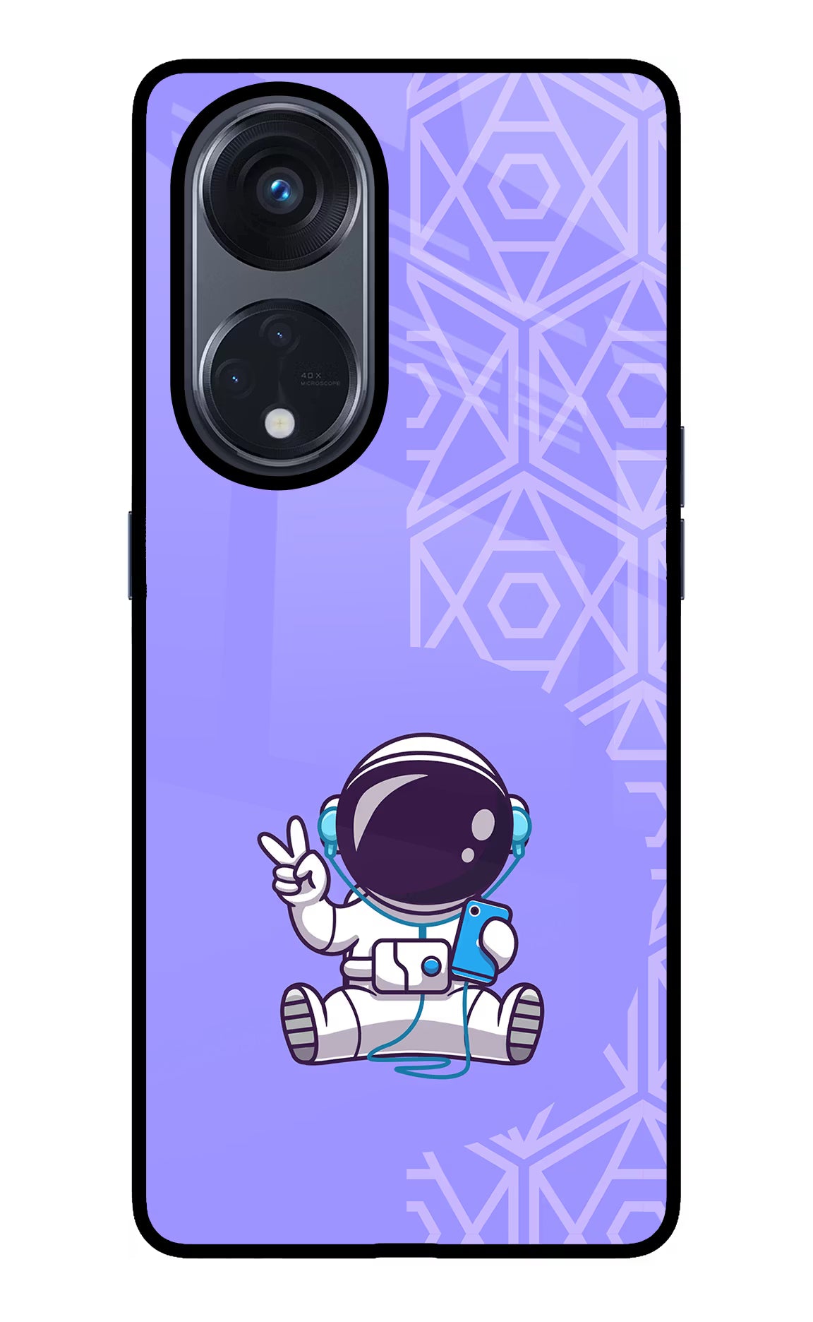 Cute Astronaut Chilling Oppo Reno8 T 5G Glass Case Back Cover by Casekaro