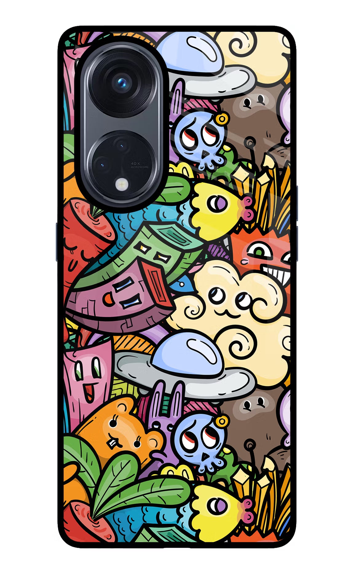 Veggie Doodle Oppo Reno8 T 5G Glass Case Back Cover by Casekaro