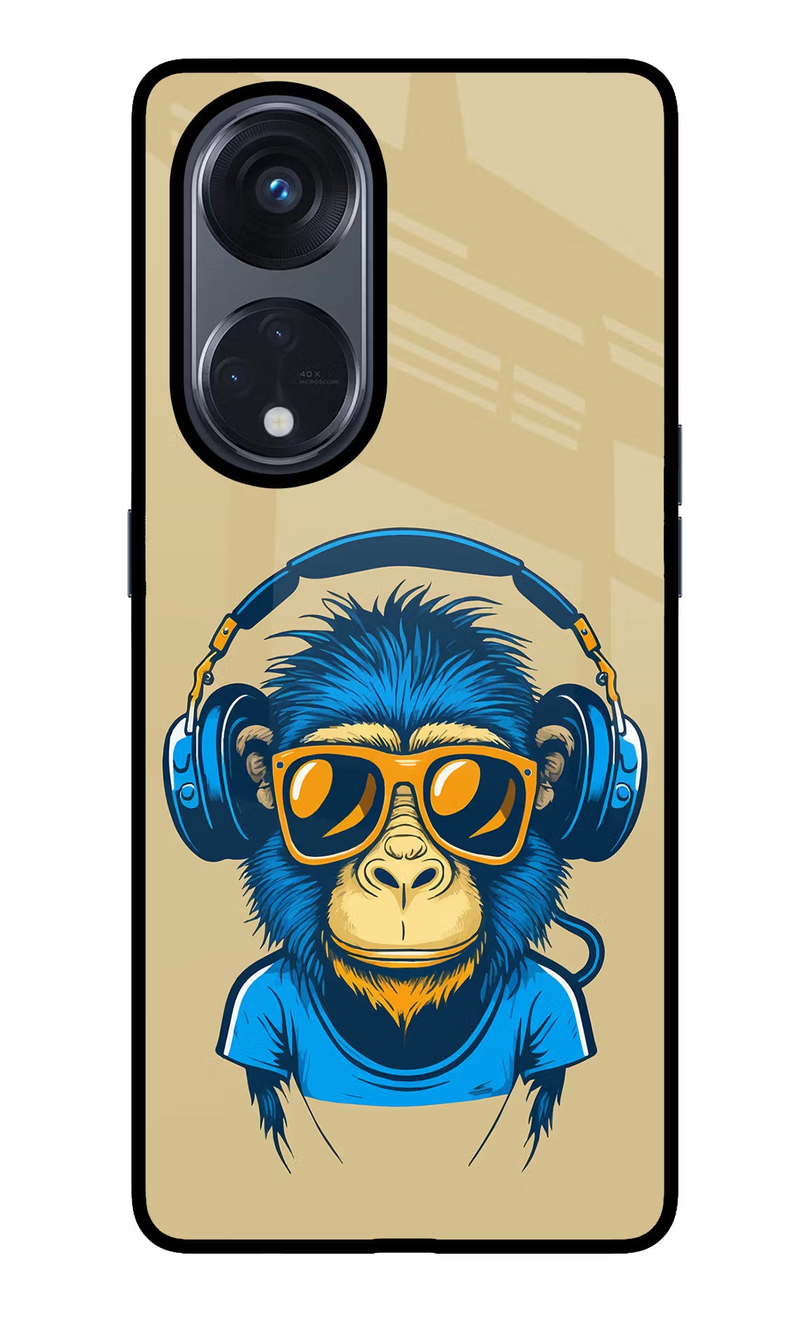 Monkey Headphone Oppo Reno8 T 5G Glass Case Back Cover by Casekaro