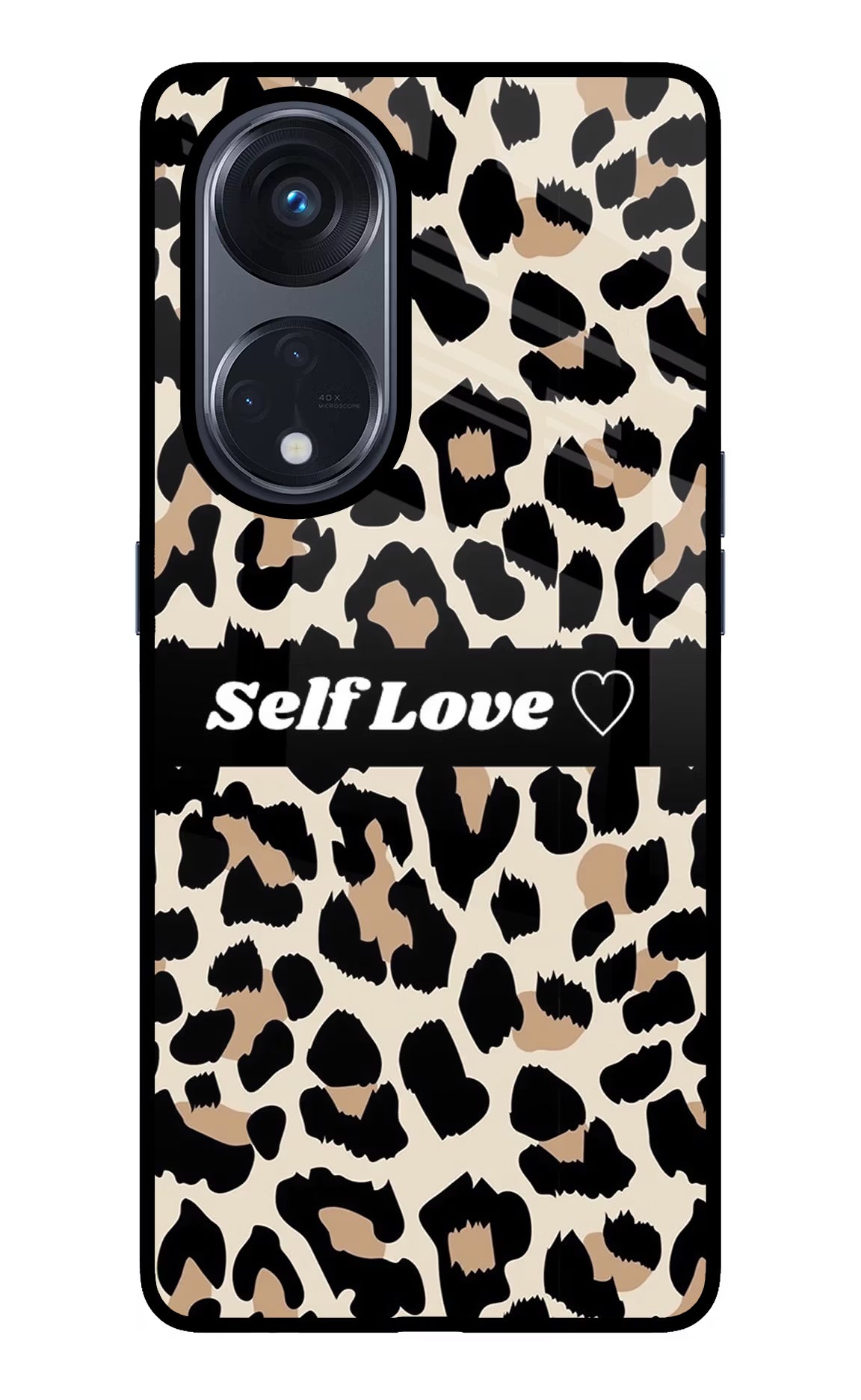 Leopard Print Self Love Oppo Reno8 T 5G Glass Case Back Cover by Casekaro