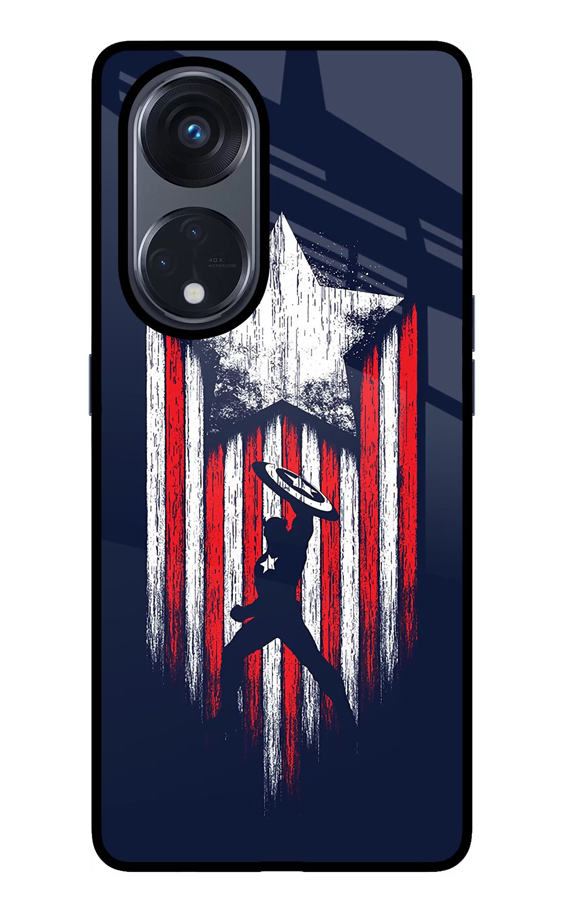 Captain America Marvel Art Oppo Reno8 T 5G Glass Case Back Cover by Casekaro