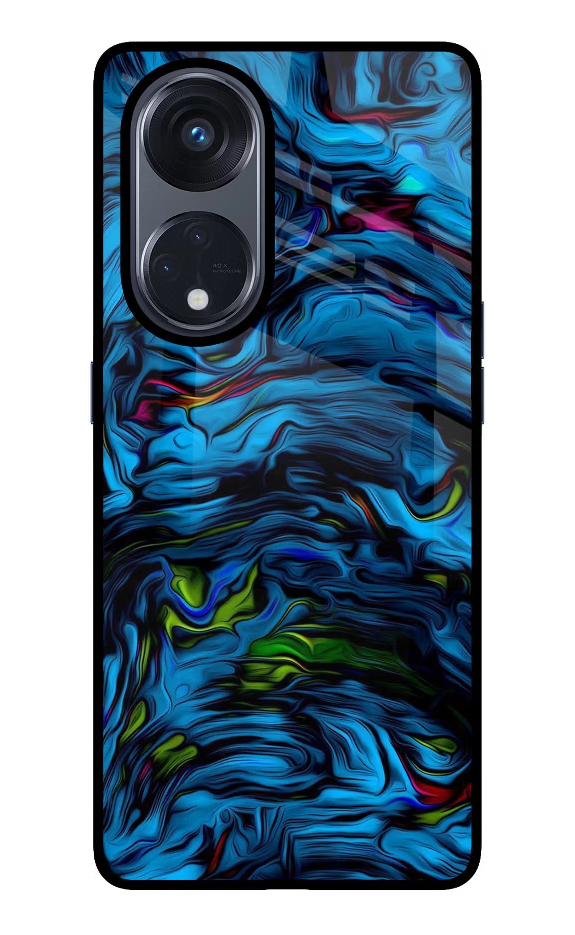 Dark Blue Abstract Oppo Reno8 T 5G Glass Case Back Cover by Casekaro