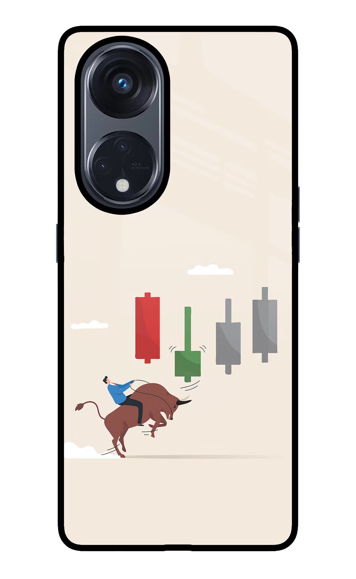 Bull Trading Momentum Oppo Reno8 T 5G Glass Case Back Cover by Casekaro