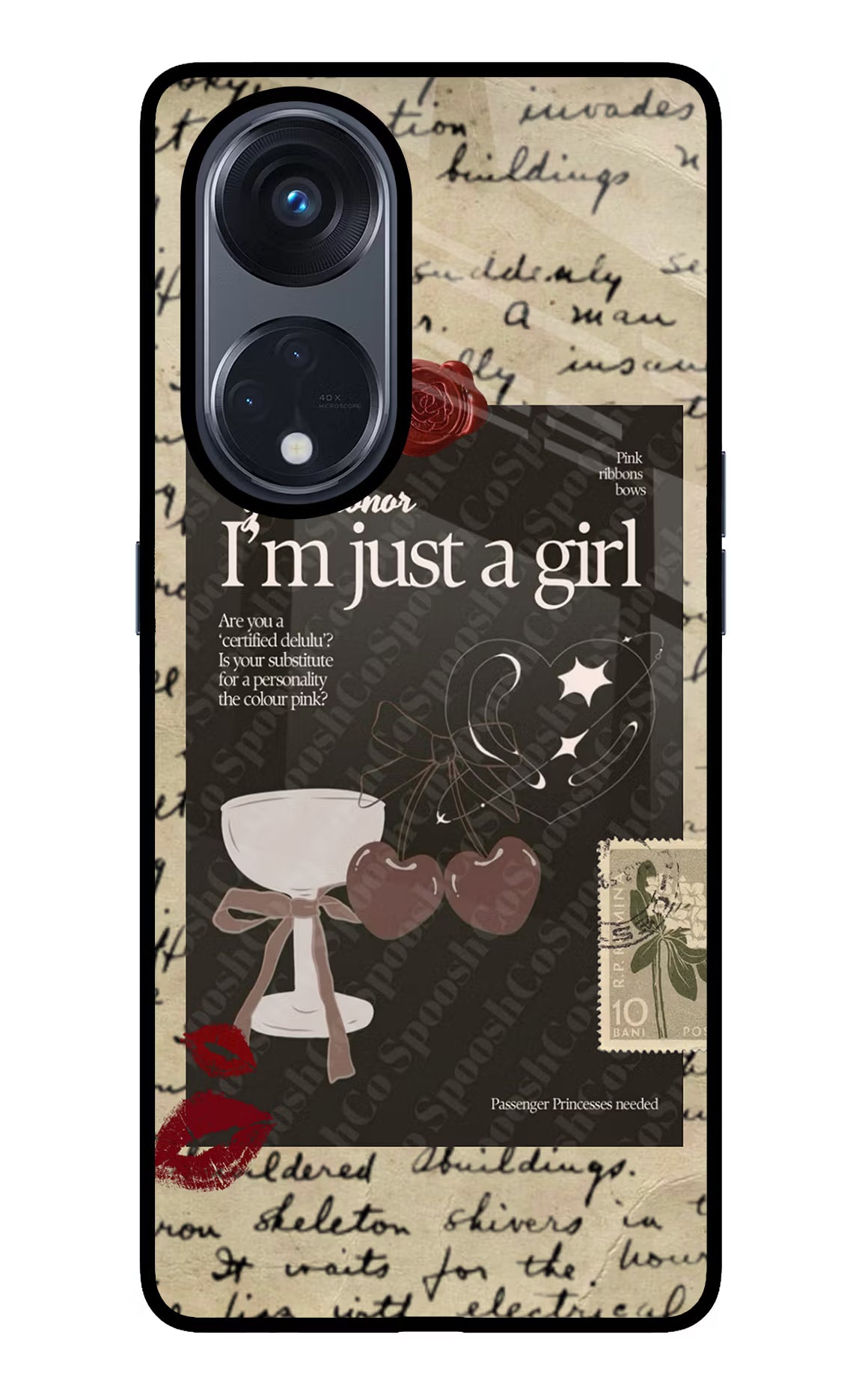 I am just a girl Oppo Reno8 T 5G Glass Case Back Cover by Casekaro