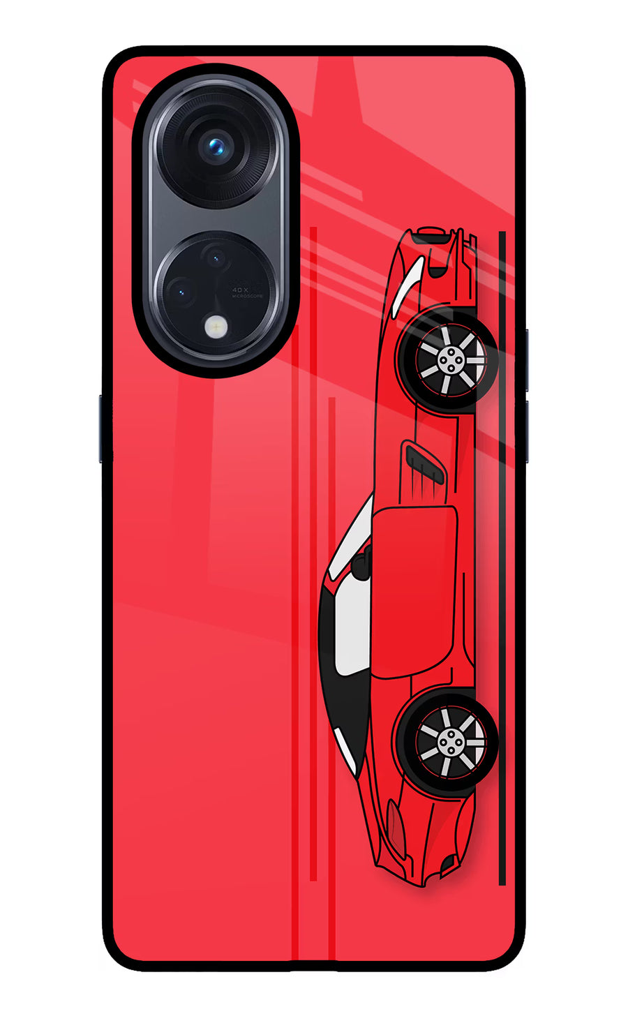 Red Velocity Oppo Reno8 T 5G Back Cover, Glass case