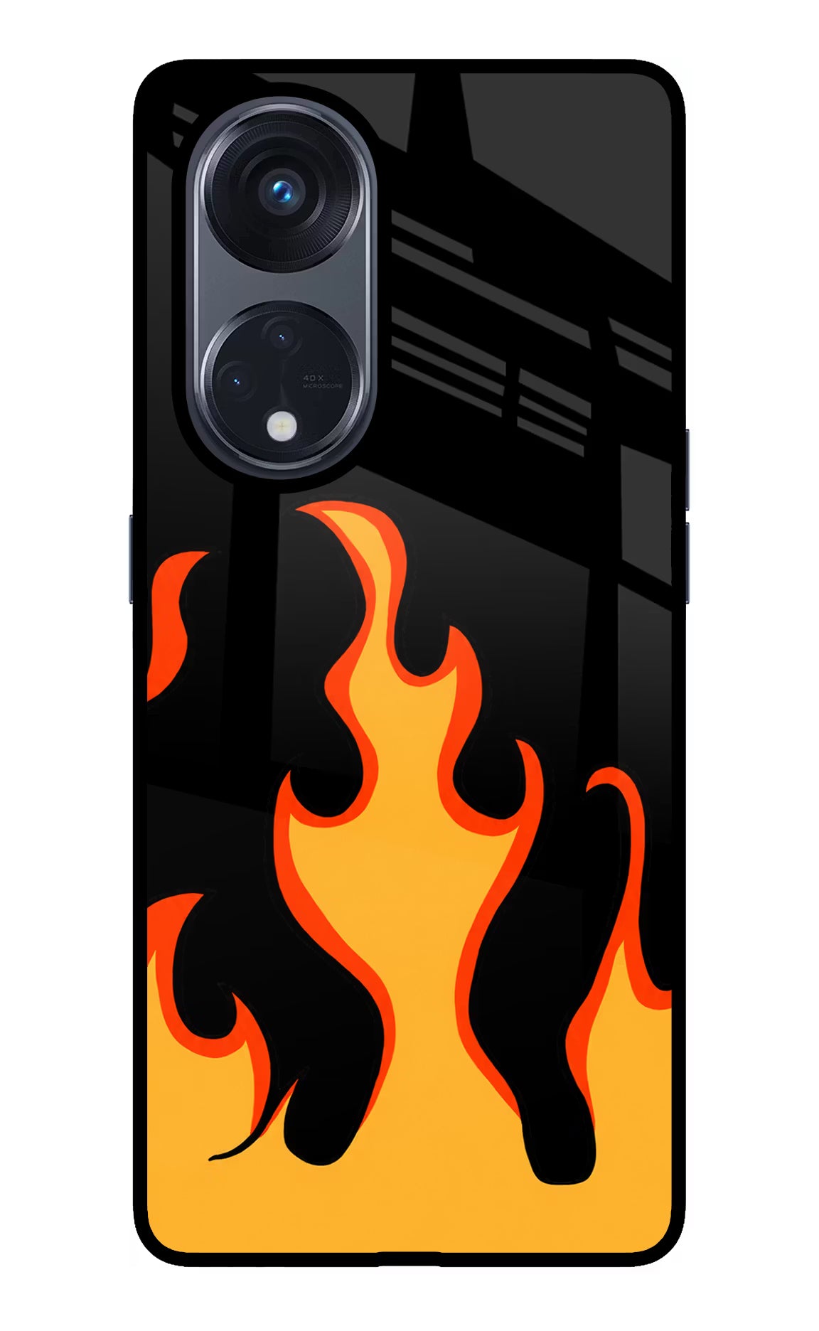 Fired Up – Black Oppo Reno8 T 5G Glass Case Back Cover by Casekaro