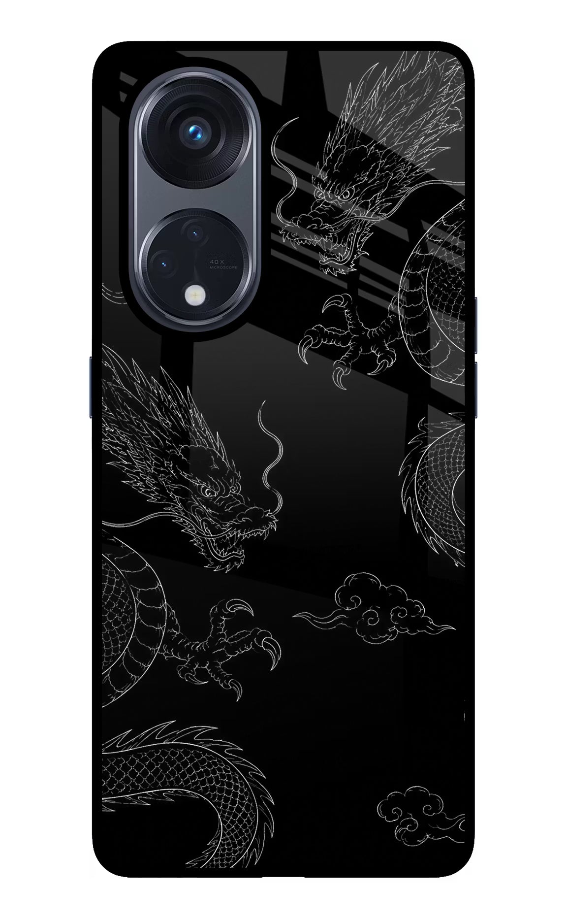 Twin Dragons Oppo Reno8 T 5G Glass Case Back Cover by Casekaro