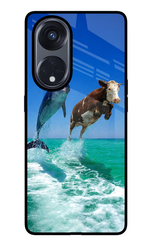 Dolphin vs Cow Oppo Reno8 T 5G Glass Case