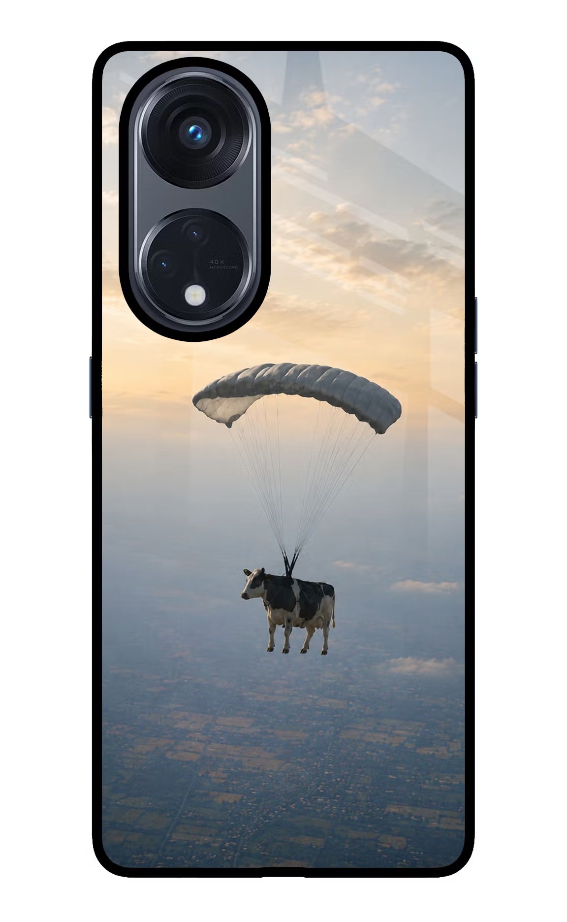 Skydiving Cow Oppo Reno8 T 5G Glass Case