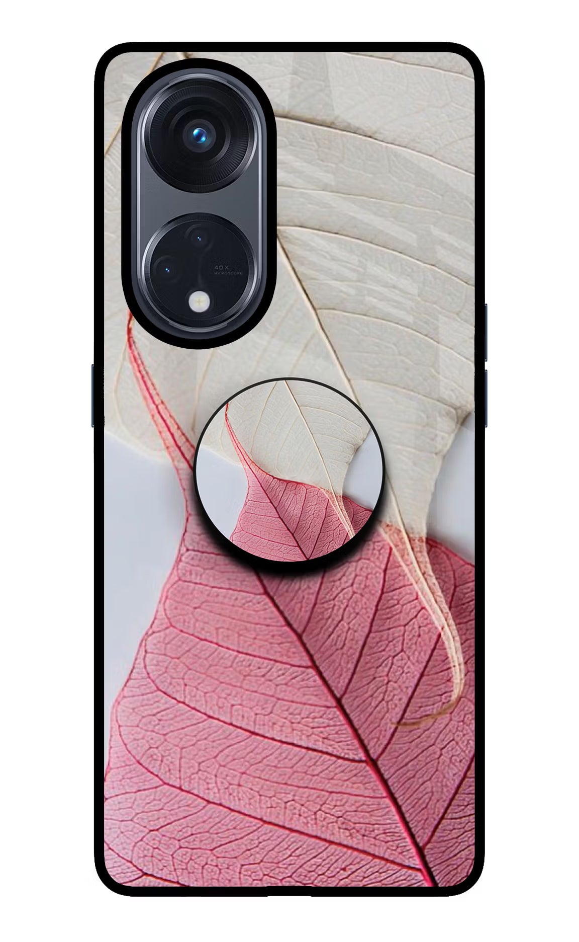 White Pink Leaf Oppo Reno8 T 5G Pop Case by Casekaro