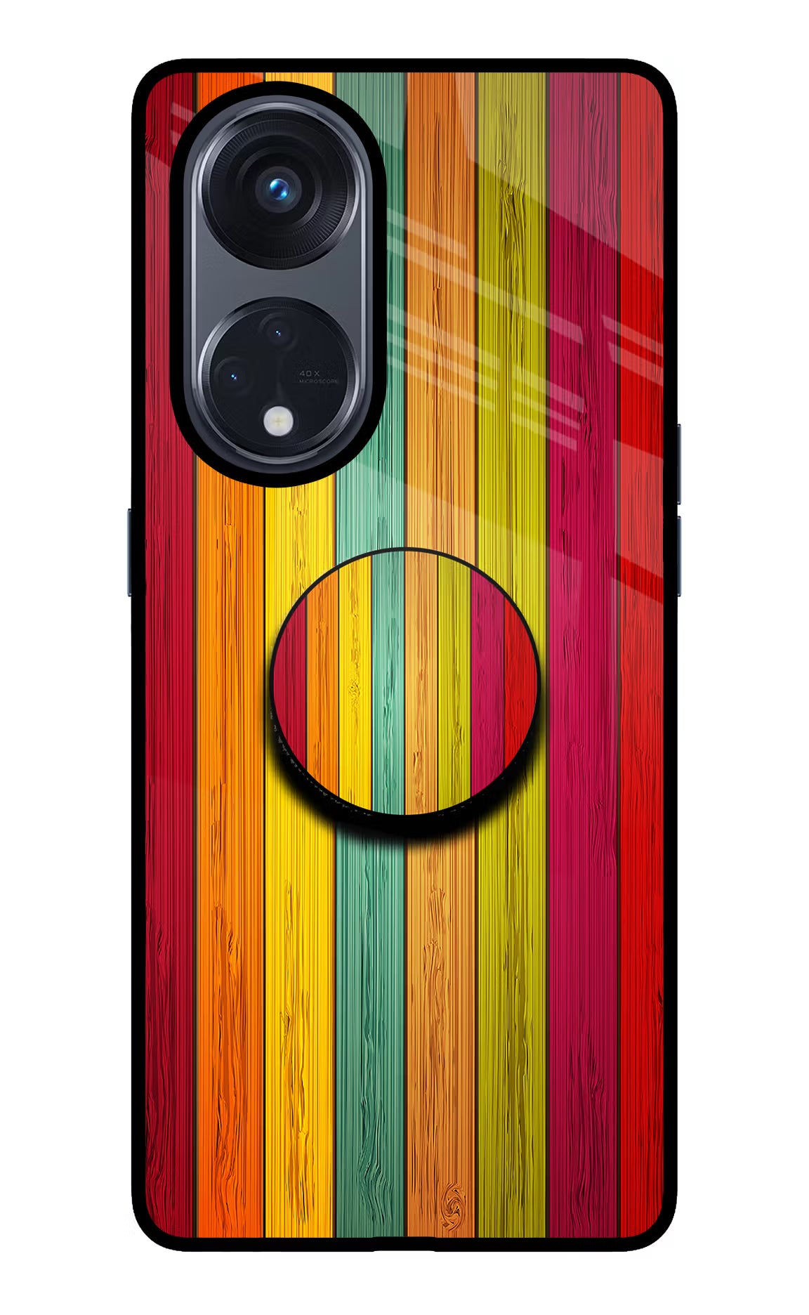 Multicolor Wooden Oppo Reno8 T 5G Pop Case by Casekaro