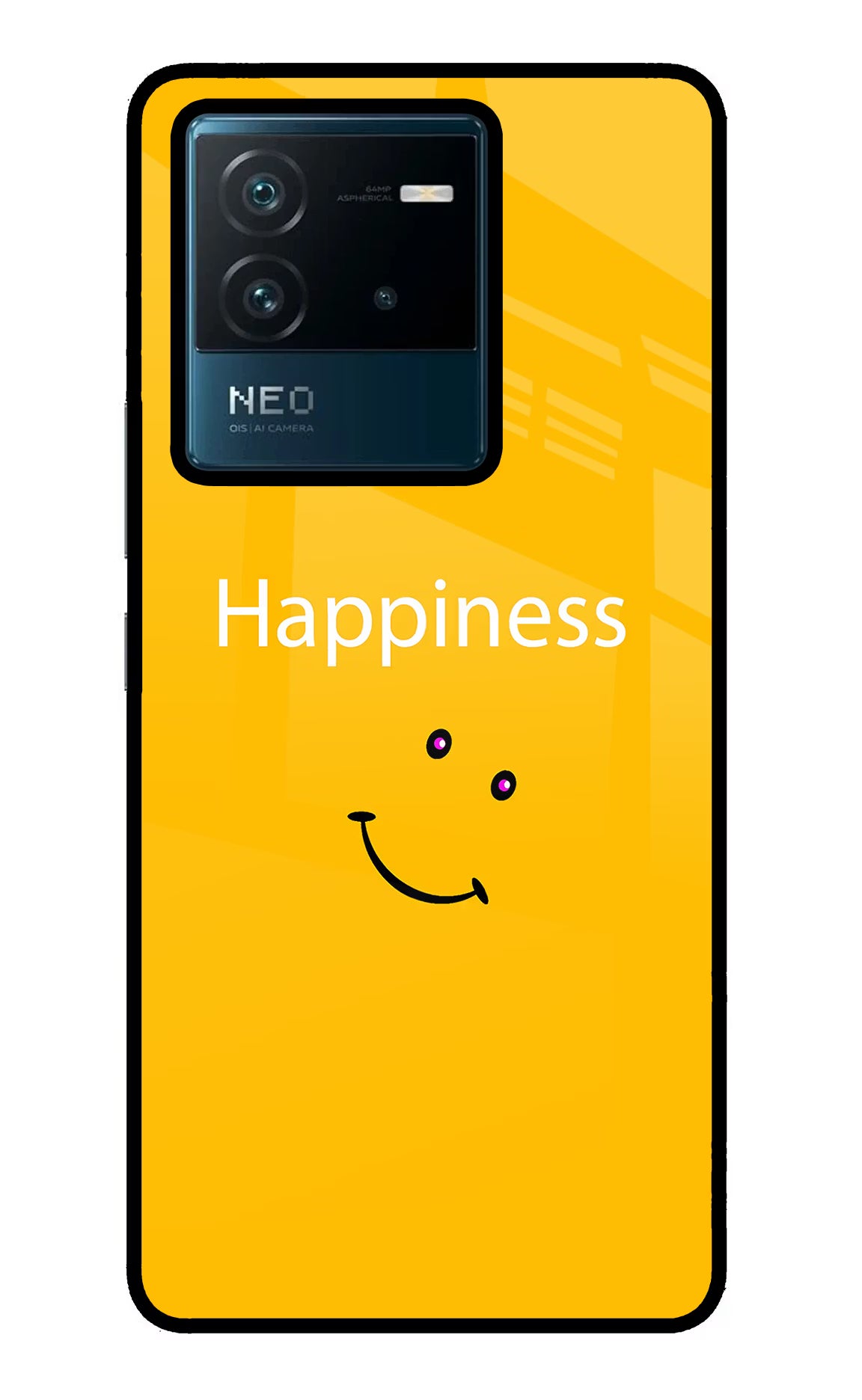 Happiness With Smiley IQOO Neo 6 5G Glass Case Back Cover by Casekaro