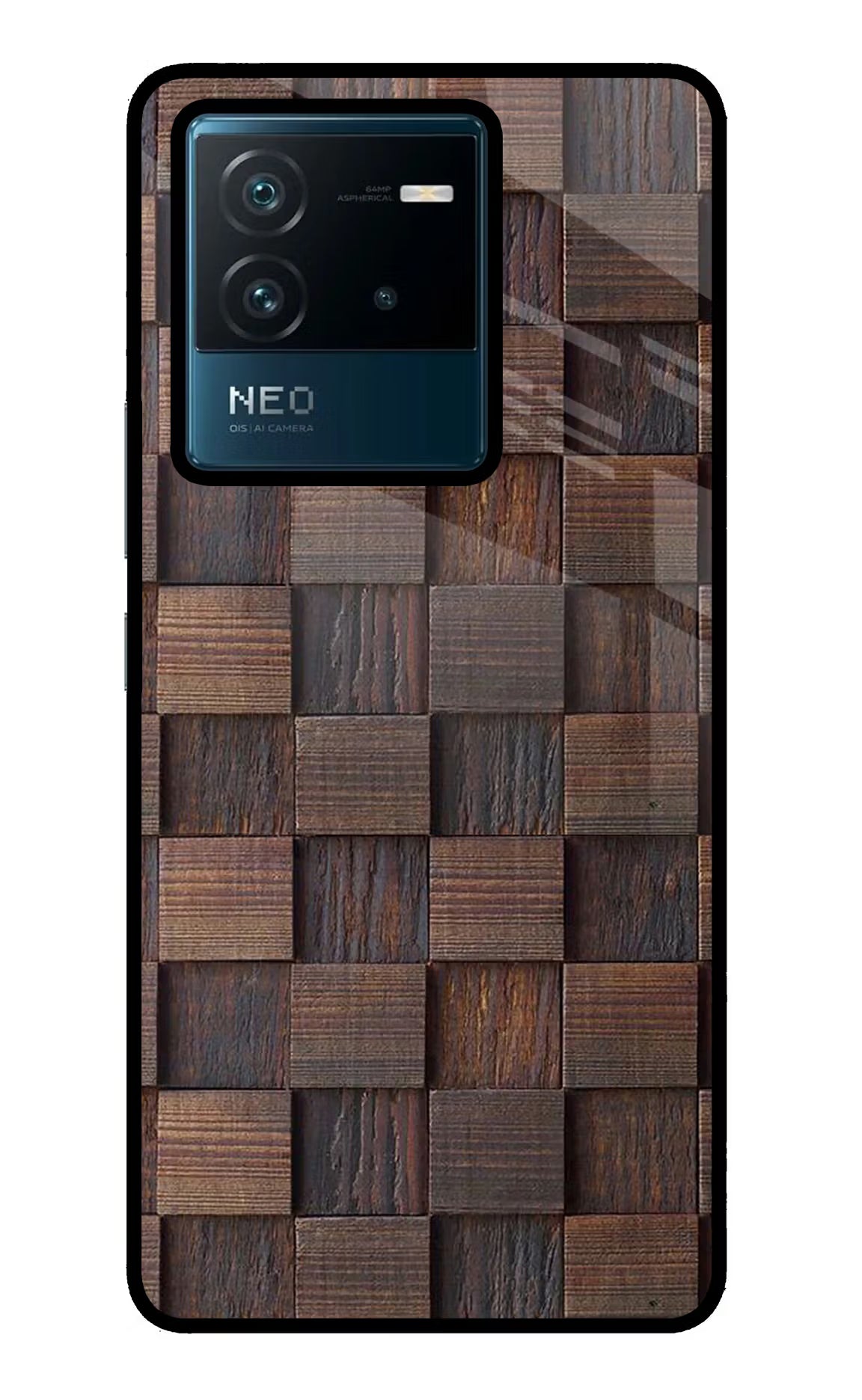 Wooden Cube Design IQOO Neo 6 5G Glass Case Back Cover by Casekaro