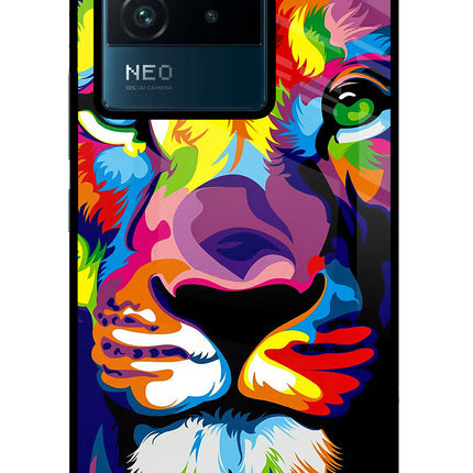 Lion IQOO Neo 6 5G Glass Case Back Cover by Casekaro