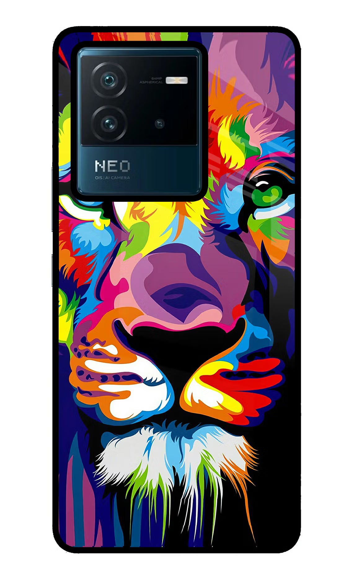 Lion IQOO Neo 6 5G Glass Case Back Cover by Casekaro