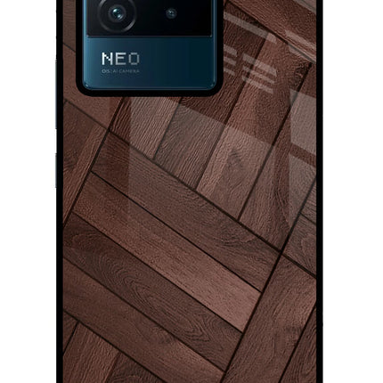 Wooden Texture Design IQOO Neo 6 5G Glass Case Back Cover by Casekaro