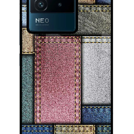 Multicolor Jeans IQOO Neo 6 5G Glass Case Back Cover by Casekaro