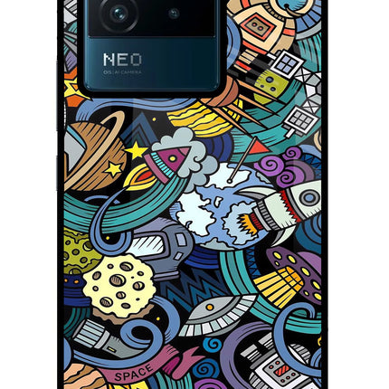 Space Abstract IQOO Neo 6 5G Glass Case Back Cover by Casekaro