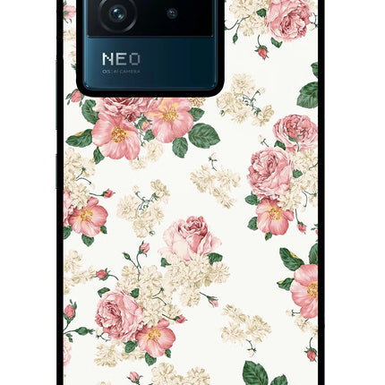 Flowers IQOO Neo 6 5G Glass Case Back Cover by Casekaro