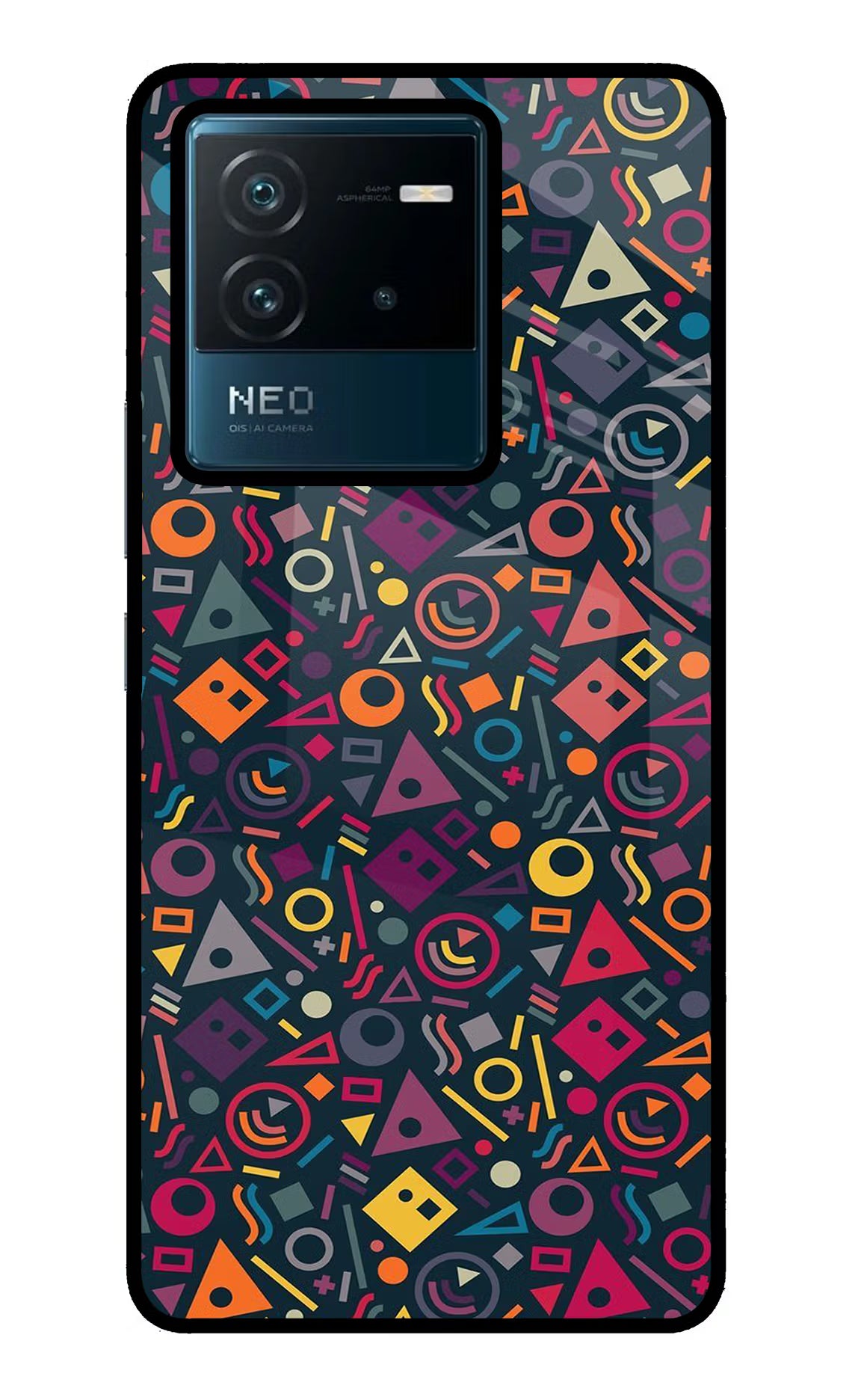 Geometric Abstract IQOO Neo 6 5G Glass Case Back Cover by Casekaro