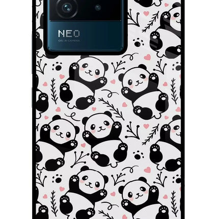 Cute Panda IQOO Neo 6 5G Glass Case Back Cover by Casekaro