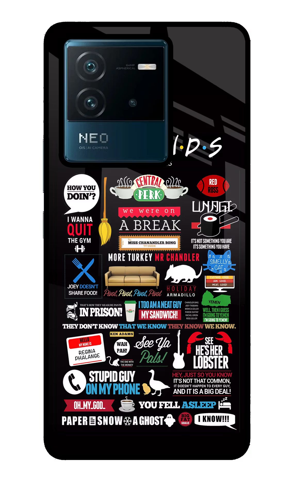 FRIENDS IQOO Neo 6 5G Glass Case Back Cover by Casekaro