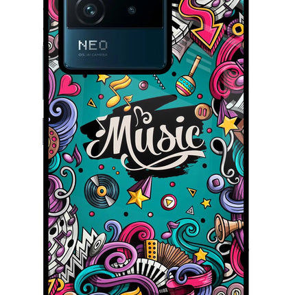 Music Graffiti IQOO Neo 6 5G Glass Case Back Cover by Casekaro