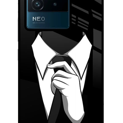 Black Tie IQOO Neo 6 5G Glass Case Back Cover by Casekaro