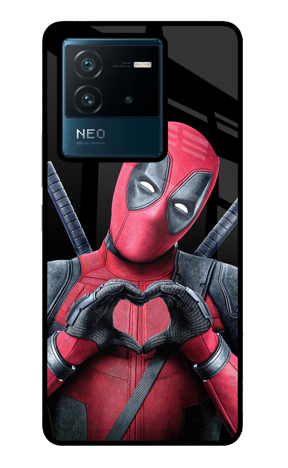 Deadpool IQOO Neo 6 5G Glass Case Back Cover by Casekaro