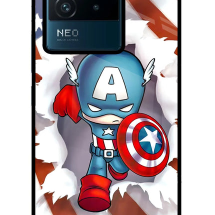 Captain America IQOO Neo 6 5G Glass Case Back Cover by Casekaro