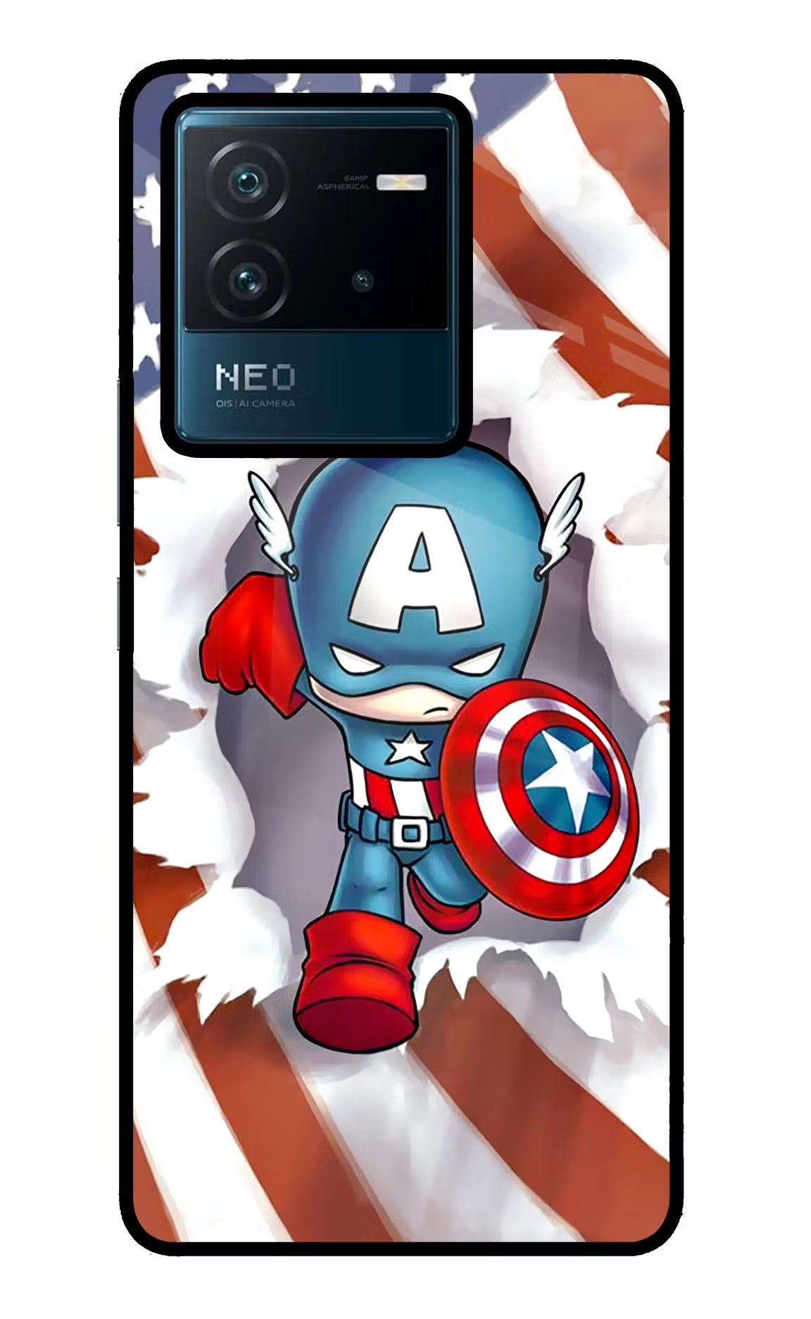 Captain America IQOO Neo 6 5G Glass Case Back Cover by Casekaro