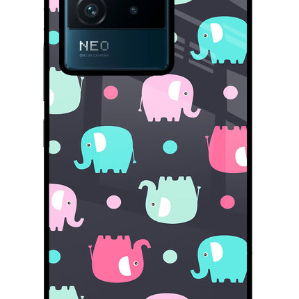 Elephants IQOO Neo 6 5G Glass Case Back Cover by Casekaro