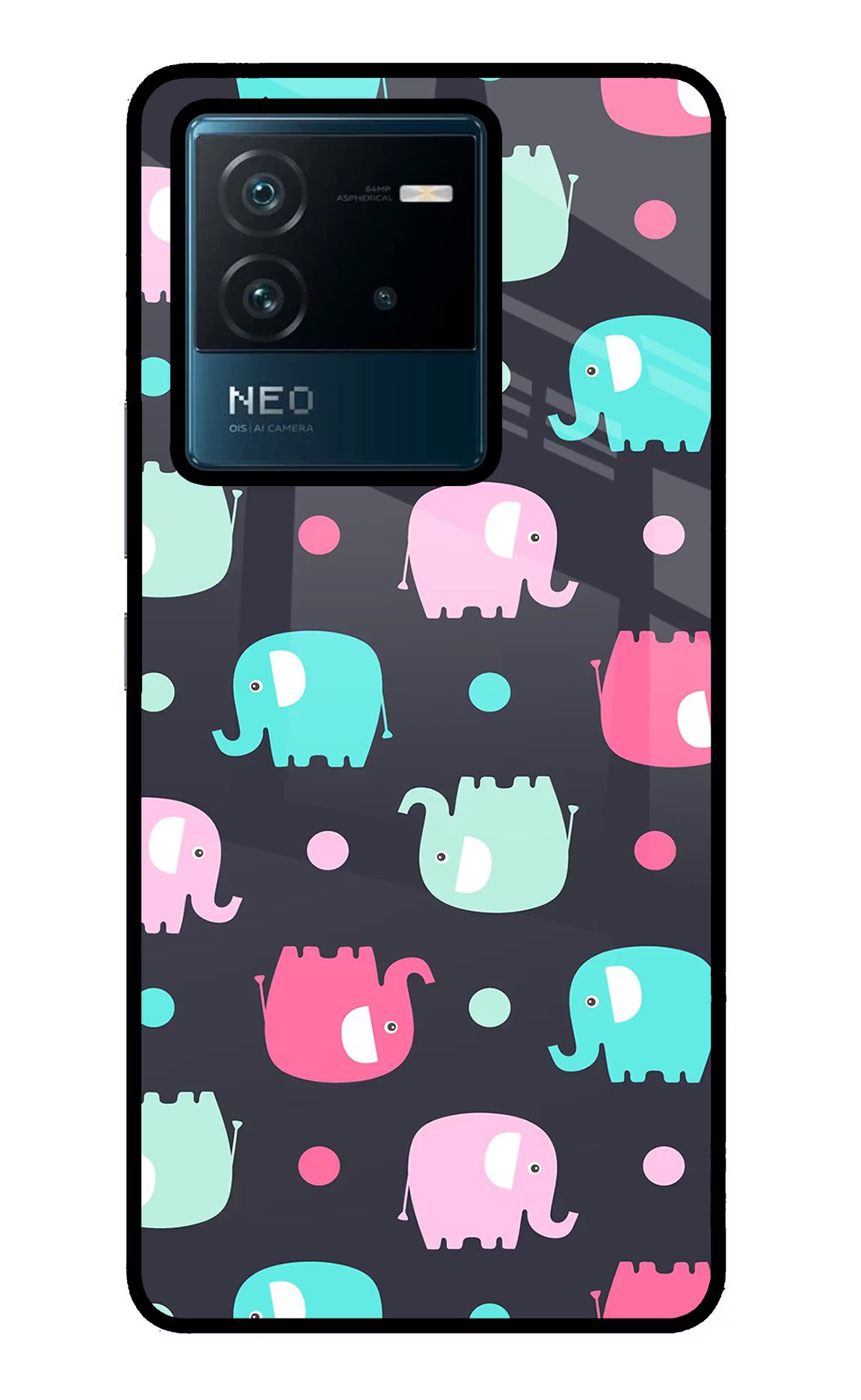 Elephants IQOO Neo 6 5G Glass Case Back Cover by Casekaro