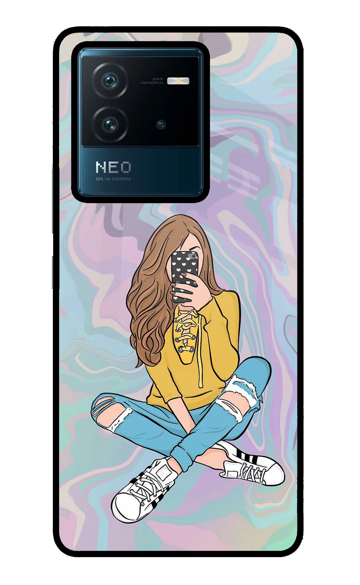 Selfie Girl IQOO Neo 6 5G Glass Case Back Cover by Casekaro