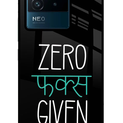 Zero Fucks Given IQOO Neo 6 5G Glass Case Back Cover by Casekaro