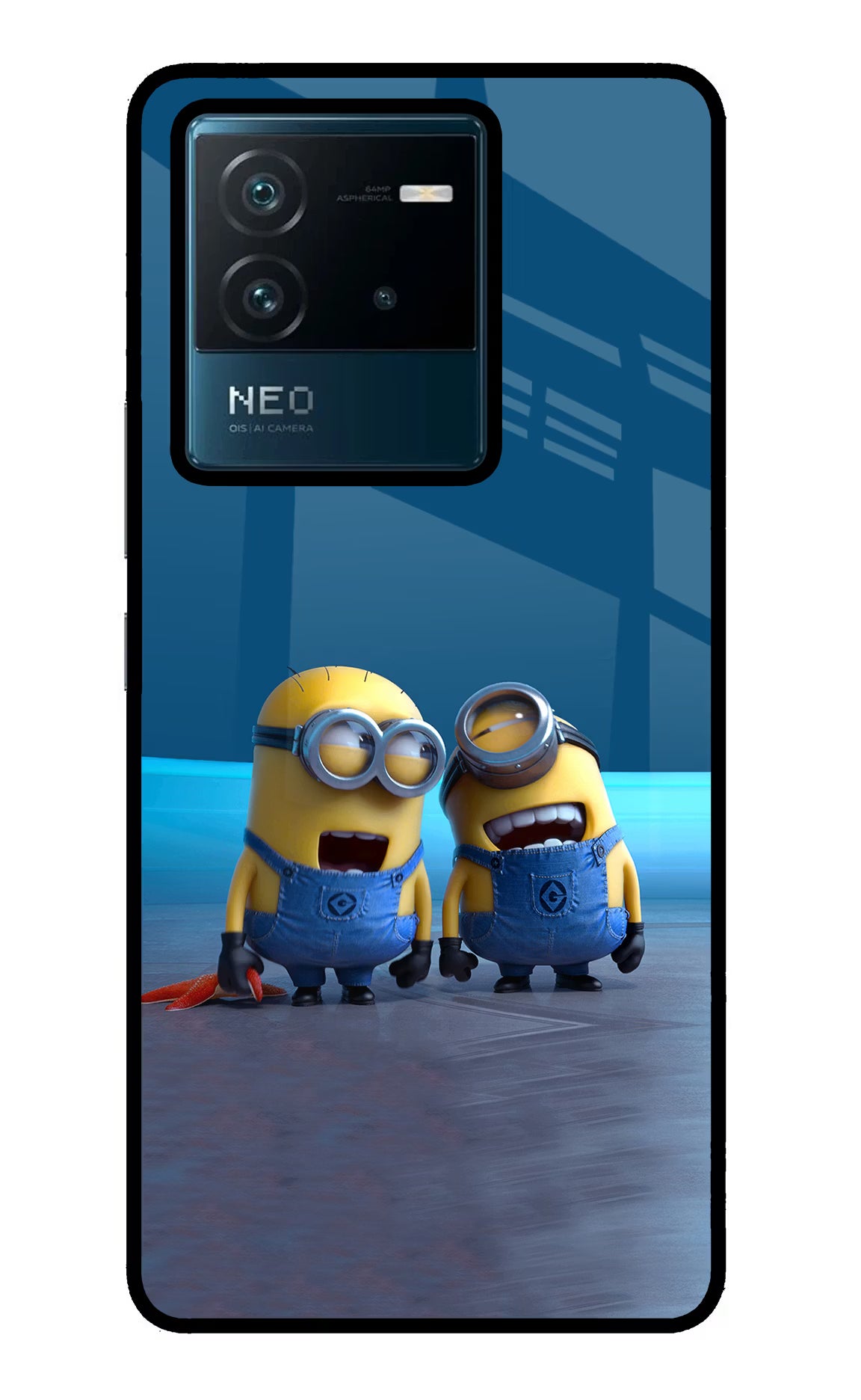 Minion Laughing IQOO Neo 6 5G Glass Case Back Cover by Casekaro