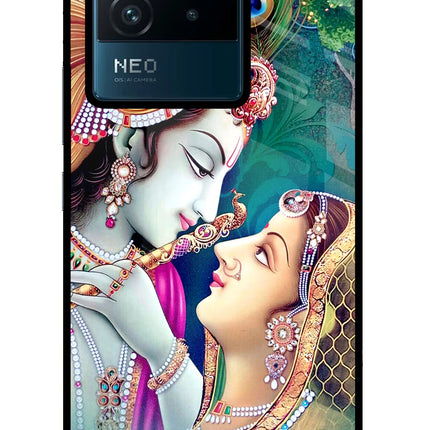 Lord Radha Krishna IQOO Neo 6 5G Glass Case Back Cover by Casekaro