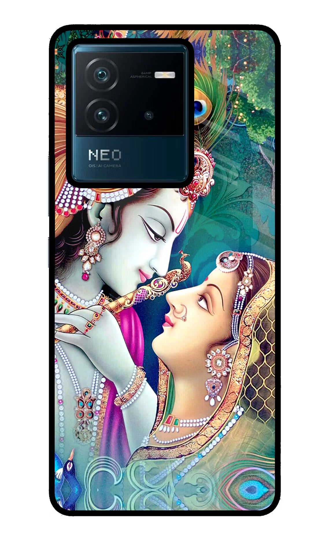 Lord Radha Krishna IQOO Neo 6 5G Glass Case Back Cover by Casekaro