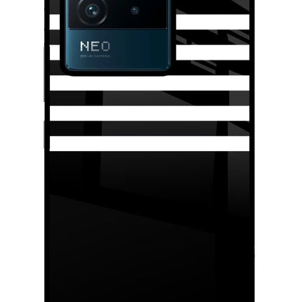 Black and White Print IQOO Neo 6 5G Glass Case Back Cover by Casekaro