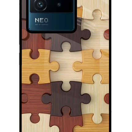 Wooden Puzzle IQOO Neo 6 5G Glass Case Back Cover by Casekaro