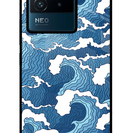 Blue Waves IQOO Neo 6 5G Glass Case Back Cover by Casekaro