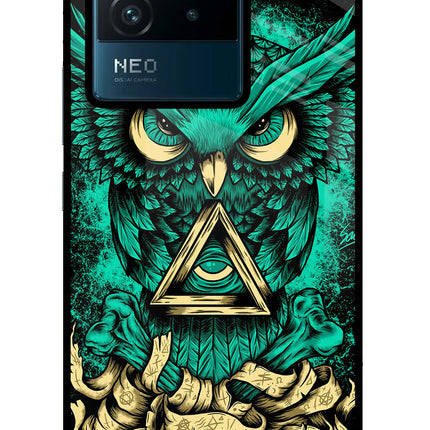 Green Owl IQOO Neo 6 5G Glass Case Back Cover by Casekaro